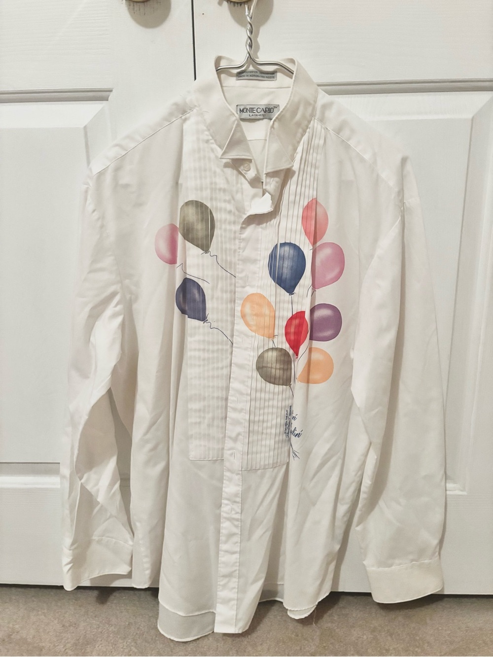 Monte Carlo White Dress Shirt with Colorful Balloon Print